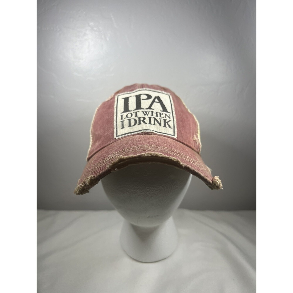 IPA Drinking Novelty Trucker Hat Vintage SnapBack Distressed Look Red Dad Cap